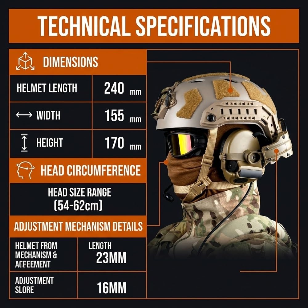 Taktisches Outdoor-Helmset mit Schutzbrille, Ohrenschützer und Sturmhaube | Komplettes, verstellbares taktisches Ausrüstungsset for Outdoor-Sportarten, Cosplay und Training