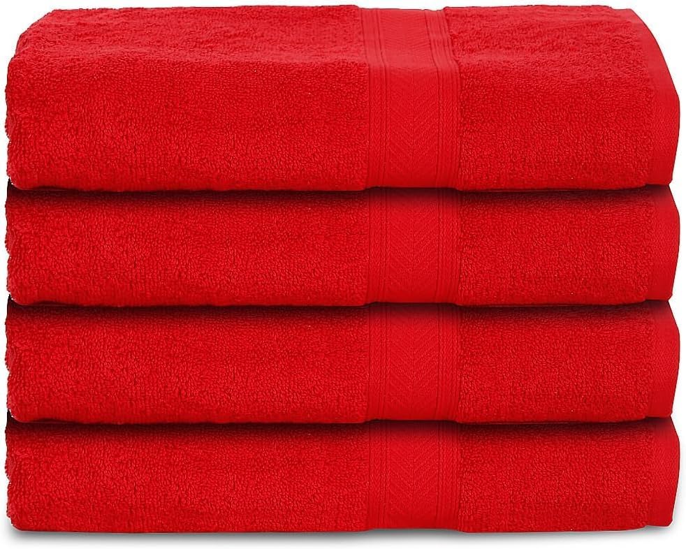 Casa Lino 4 Pc Premium Hand Towel, Cotton Small Towels for Face and Hand, 500 GSM Cotton Hand Towels Set, Gym Towel for Men Workout, Hair Drying Towel for Women, Soft Face Towels (60cm x 40cm, Red)