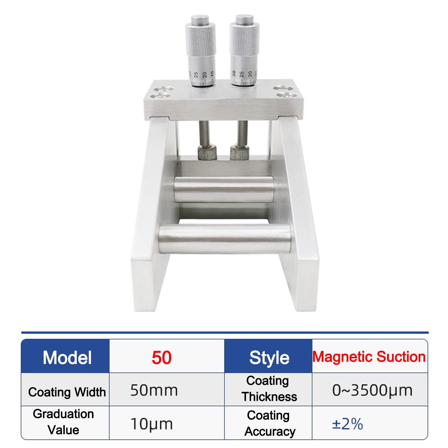 Applicatore Di Film Regolabile Da 0-3500 Um, Lama Racla Per Colata Di Film, Larghezza Di Rivestimento 50/55/250 Mm E Controllo Magnetico, Strumento Di Rivestimento Da Laboratorio Ad Alta Precisione