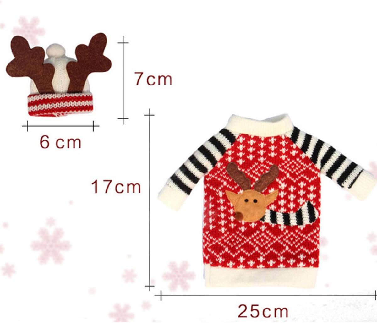 Wine Bottle Cover Hat Set 2pcs Christmas Sweater Protective for Holiday Decor Decorative Wine Bottle Accessories