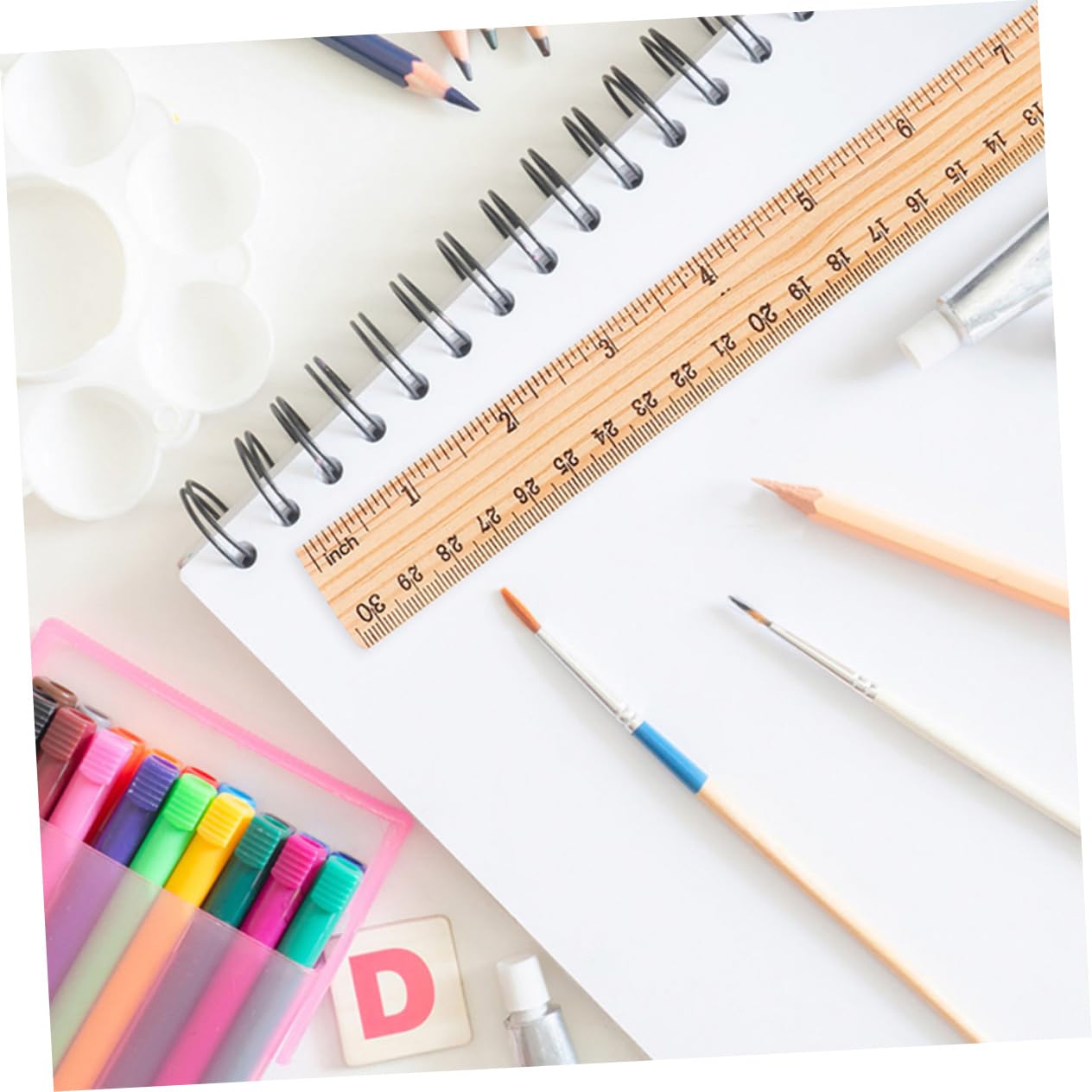 Operitacx Righello Multifunzione 30cm a Doppia Scala in Legno 72 Pezzi | Decorazioni Scuola, Materiale Scolastico per Disegno e Cancelleria, Righello per Scuola Scala Chiara
