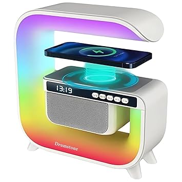 Drumstone(𝟓+𝟓 𝐘𝐄𝐀𝐑𝐒 𝐖𝐀𝐑𝐑𝐀𝐍𝐓𝐘 3-in-1 G-Shape Wireless Bluetooth Speaker – Portable Mini Sound System with Charging Dock & Multifunctional Design for Home, Travel & Office (𝐖𝐡𝐢𝐭𝐞)