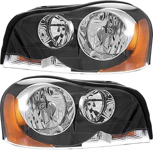 For Volvo XC90 Headlights Lamps Set 2003 2004 2005 2006 2007 2008 2009 2010 2011 2012 2013 2014 Halogen Driver and Passenger Side