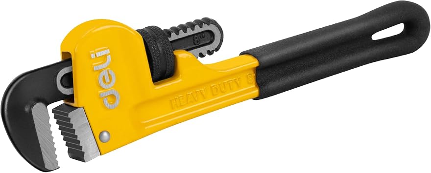 deli Pipe Wrench 8-inch, Heavy Duty Straight Adjustable Wrench, Professional Plumbing wrench tools, for Pipe, Home, Vehicle repair