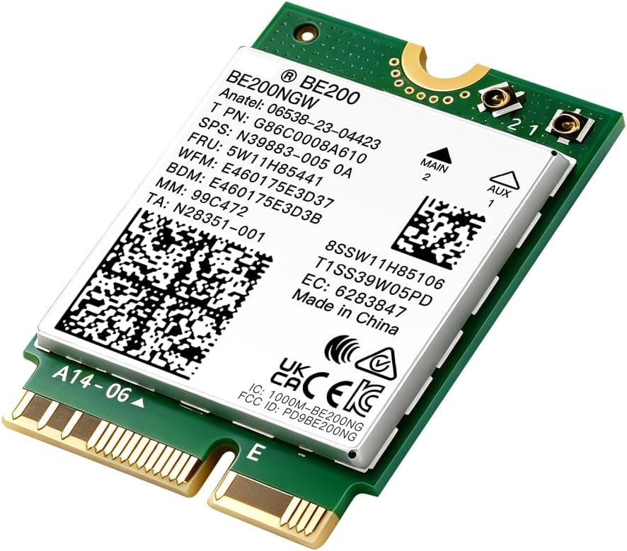 FENVI BE200NGW WiFi 7 Wireless Card,5800Mbps Tri-Band 6GHz/5GHz/2.4GHz with Intel BE200, Bluetooth 5.4,M.2 2230 E-Key for Intel 12th Gen+ Gaming Laptop PC, 8K Streaming Network Adapter