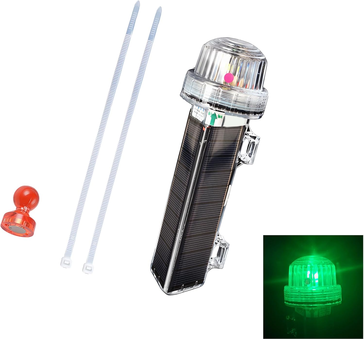Solar Marker Light for Fishing Net and Boat Side Warning with Side Mount Tabs, Solar Power, and Buoy Placement Marker Light Boat Fishing Net Aquaculture Buoy Outdoor Warning Tie on Lamp Lamp
