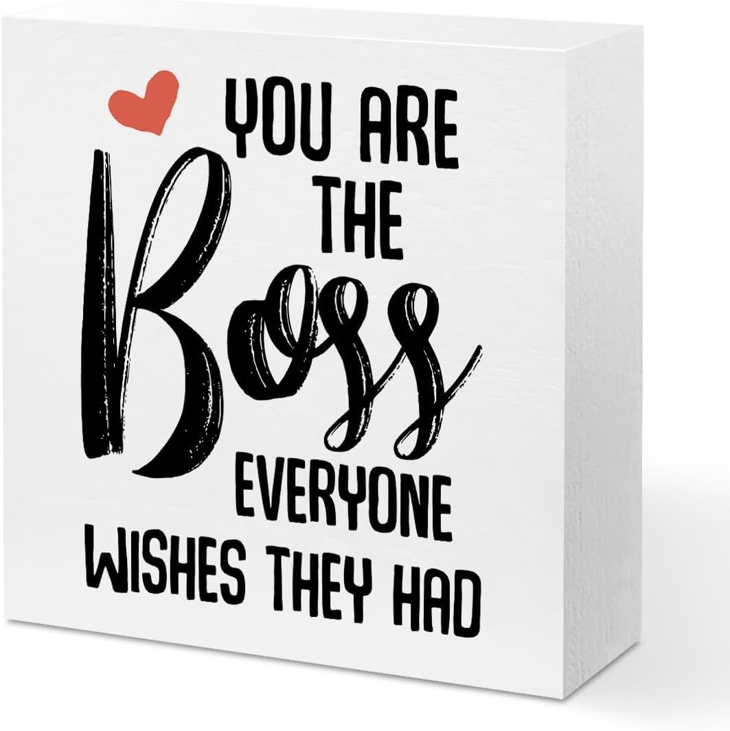 5x5 Inch Box Sign You Are the Boss Decorative Desk Shelf Decor