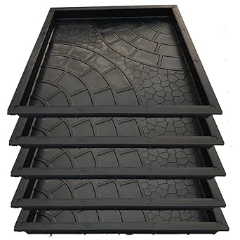 Reyal Double Round Chequered Tiles Mould (12 In x 12 In) Pack of 5 (PLASTIC) Make in India | PP Mould | Outdoor Paving Stone Maker