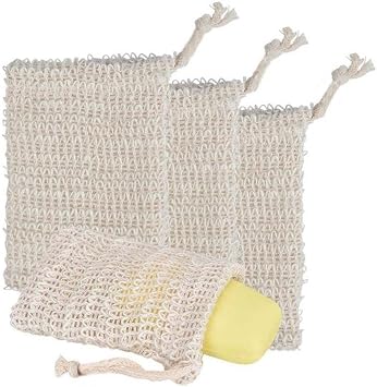 4pcs Natural Soap Bag Soap Storage Bags with Drawstring Soap Saver Pouch for Foaming Drying Soaps Exfoliatio Massage