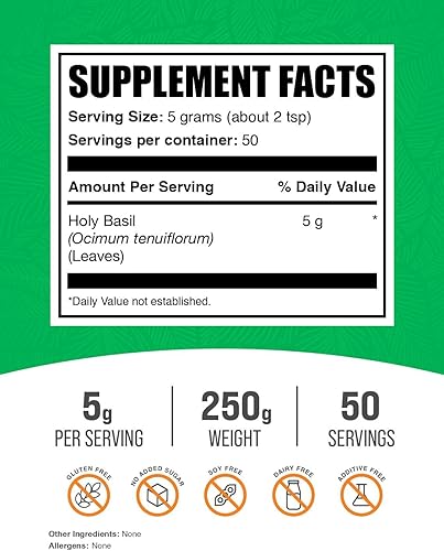 Miniatura 2 de BulkSupplements. com Polvo de albahaca santa, suplemento de albahaca sagrada, polvo de hoja de albahaca sagrada Tulsi, sin hierbas y gluten, 0.18 oz