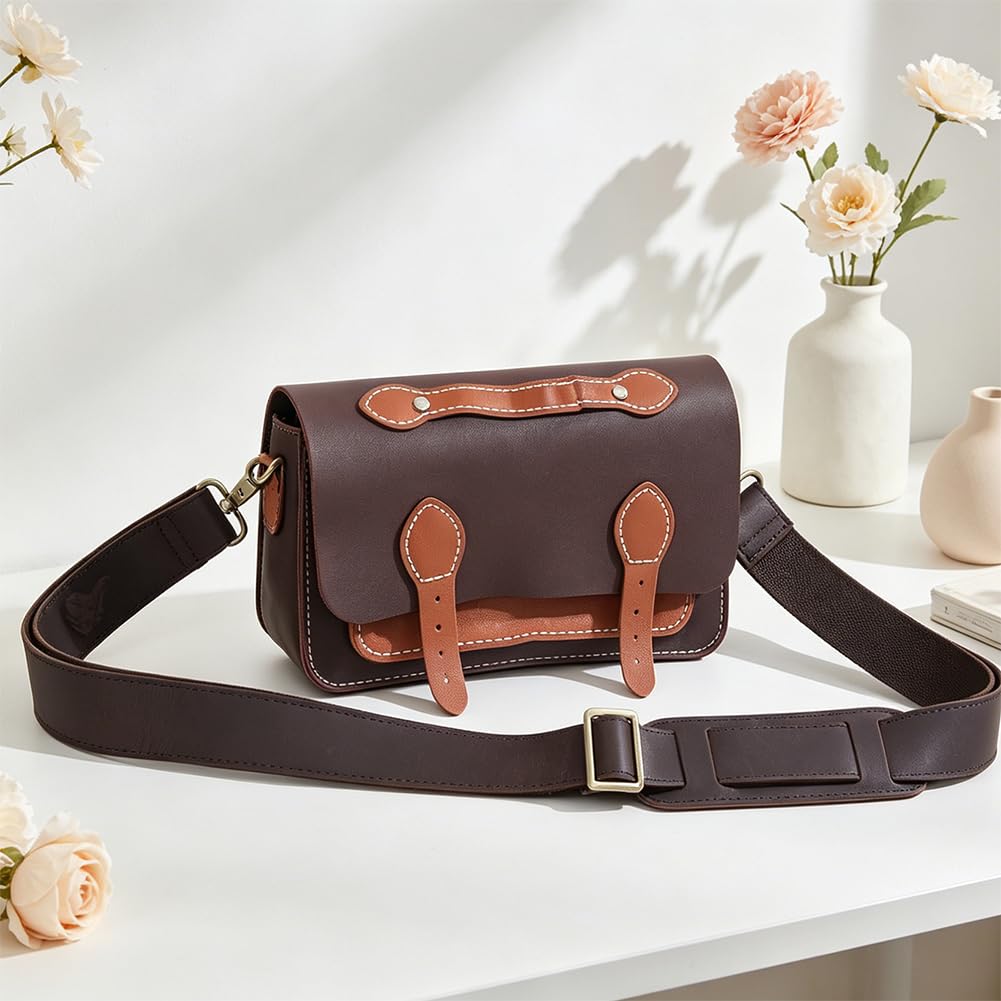 Correas de hombro de cuero, correa ajustable de repuesto para bolsa cruzada de 40 a 62 pulgadas, ajuste cómodo, acolchado con ganchos giratorios de metal para correas de equipaje