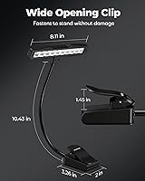 Vista 6 de Kootek Luz portátil de clip para atril, lámpara orquesta con 10 luces LED, cuello ajustable, luz de lectura recargable, luces USB para leer