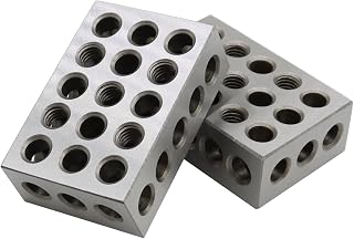 Nakkaa Precision 1-2-3 Blocks Matched Pair - 23 Holes, 0.0002" Squareness, Hardened Steel Setup Blocks for Machinists