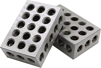 1-2-3 Blocks Set Matched Pair 23 Holes .0002" Squareness Hardened Steel Setup Blocks Ultra Precision Machinist 1"x2"x3" Blocks for Machinist Woodwork Metalwork (23 Holes)