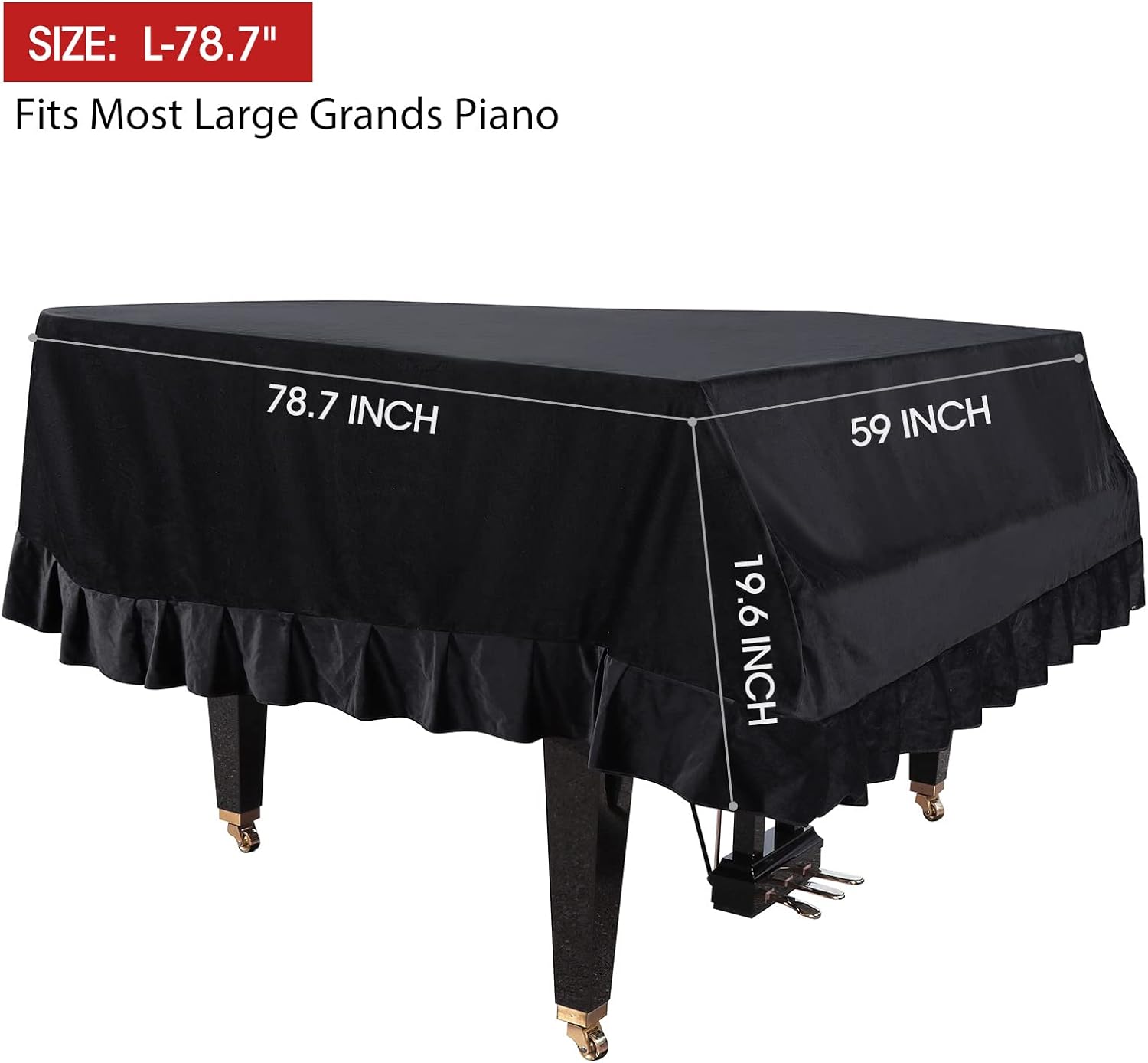 Grand Piano Cover Dustproof Baby Grand Piano Protective Cover Washable with Velvet Full Triangle Piano Cover 78.7"x59"x19.6"