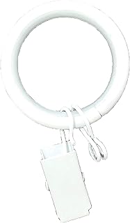 1.25" Quiet Smooth Drapery Curtain Rod Rings for 1" Rod with Clips, Eyelets and Nylon Inserts, 8 Pieces, White