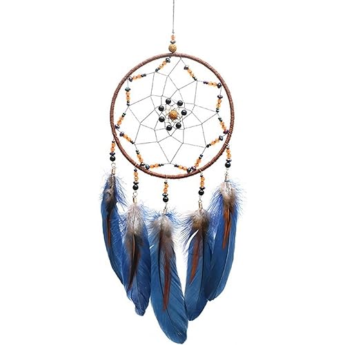 SMANSNAY Dream Catchers Wall Decor, Pure Hand-Woven Dream Catcher Decoration for Boys Girls Bedroom, Wedding Blessing Gift (Navy Blue)