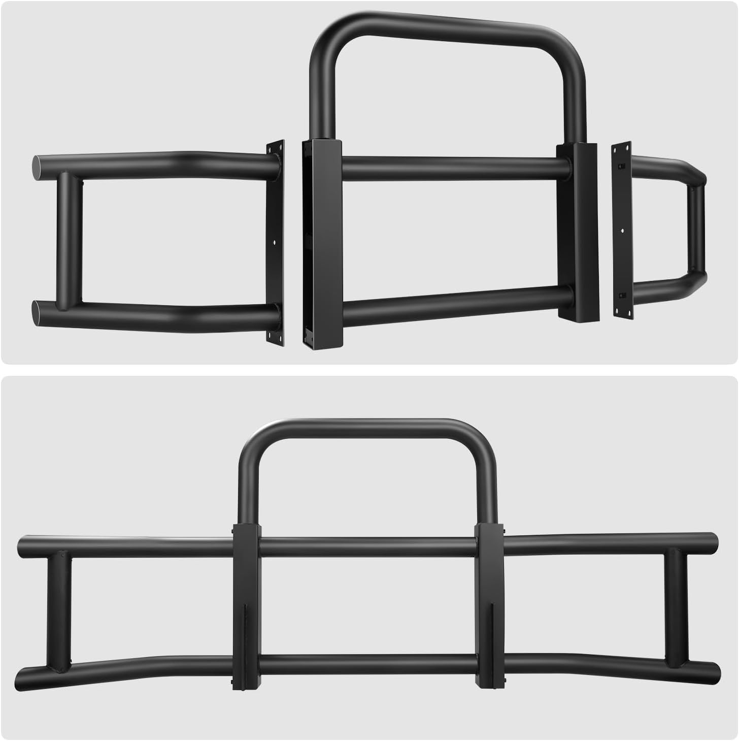 DNA MOTORING Front Bumper Brush Bull Bar Deer Guard Compatible with Freightliner Cascadia 2008-2017, 3mm Thick Iron Tubing, Powdercoated Matte Black, DG-G-002-BK+BKIT-DG-004