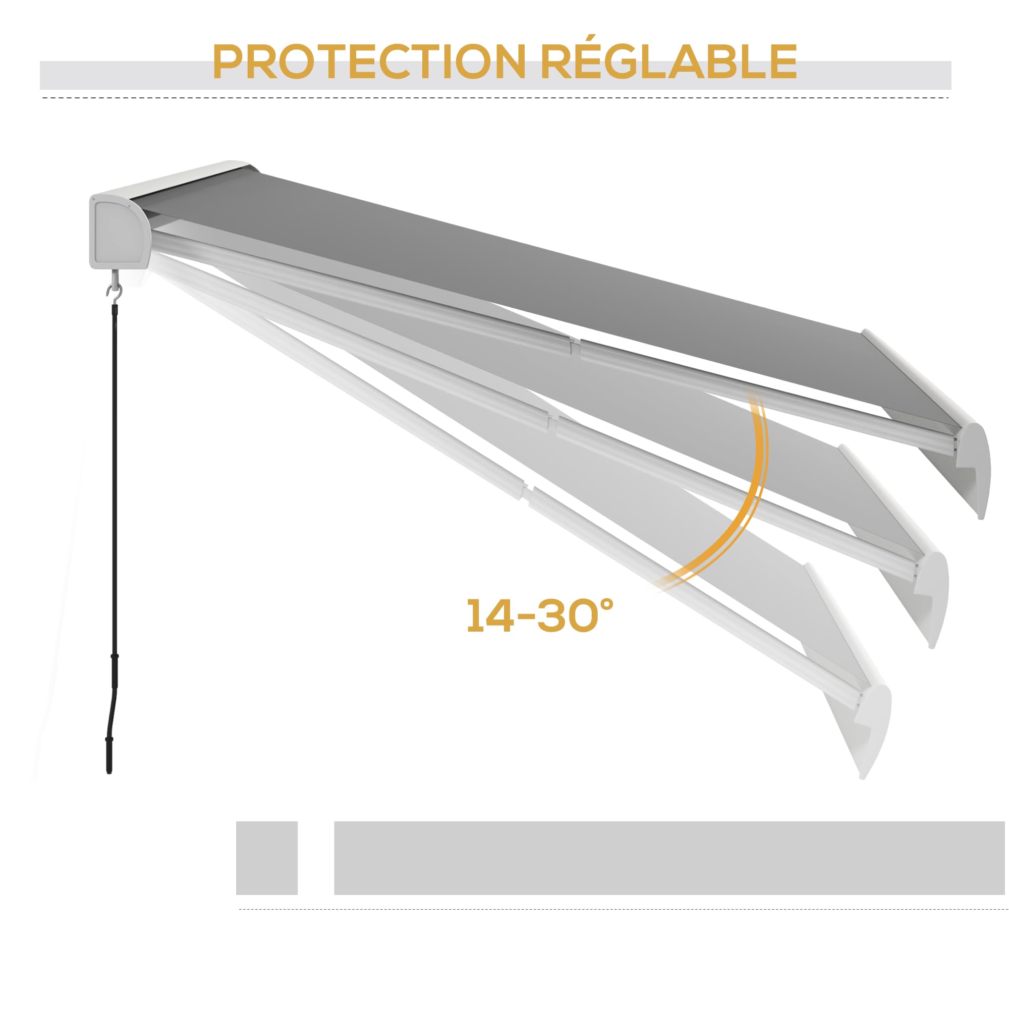 Outsunny Store Banne Motorisé Store Banne Électrique 4 x 3 m Gris Clair | Angle Réglable 14°-30°, avec Télécommande et Manivelle Manuelle, en Aluminium et Polyester de 270g/m² Protection Solaire