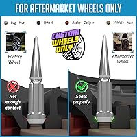 Vista 4 de Wheel Accessories Parts SRT Viper - 24 tuercas de punta de 1/2 a 20 roscas de 4.40 pulgadas de largo, cromadas negras, 7/8 pulgadas y 13/16