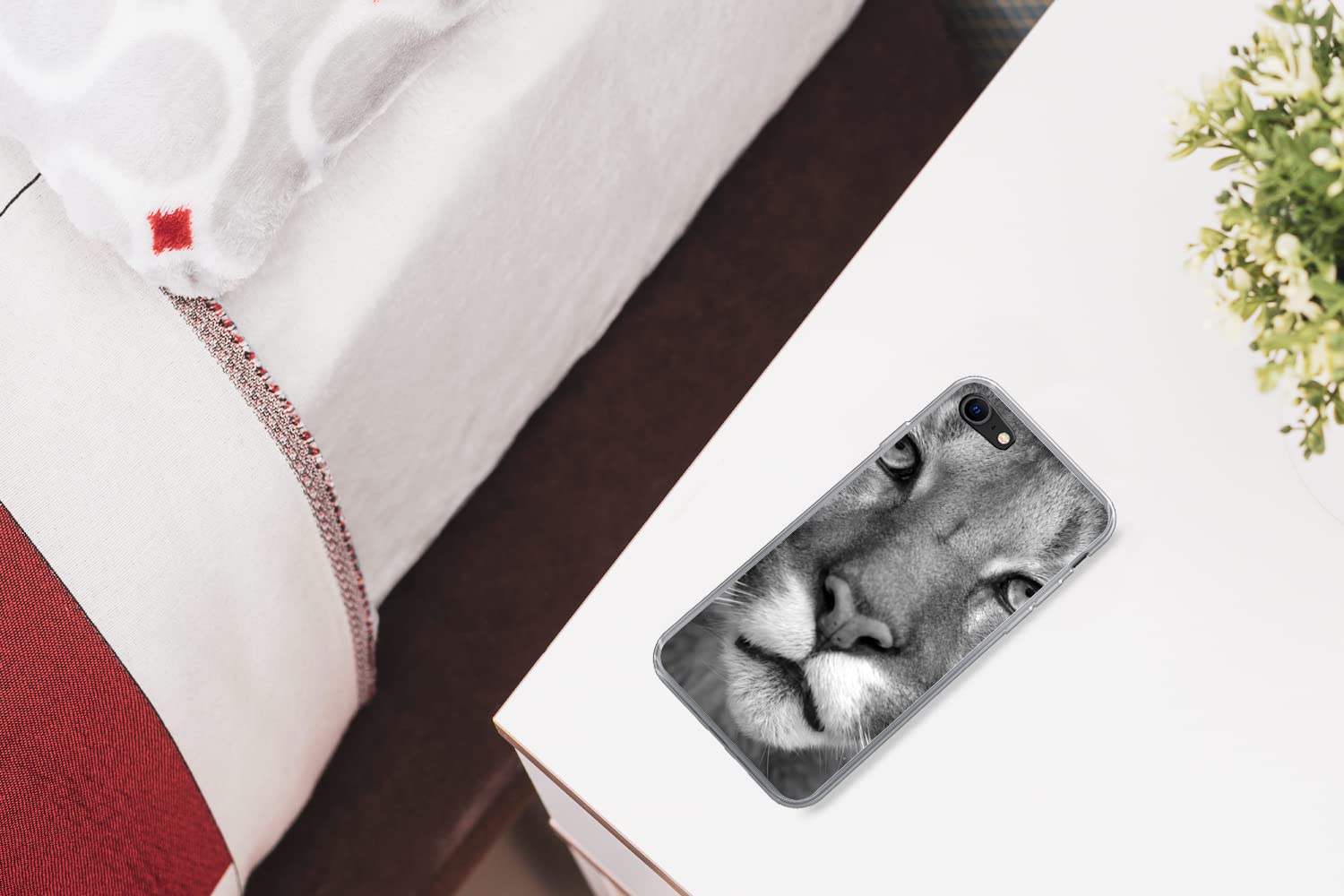 MuchoWow Funda para iPhone 8 - Pantera - Vida Silvestre - Negro - Blanco - Funda de Silicona/Funda Blanda para teléfono móvil