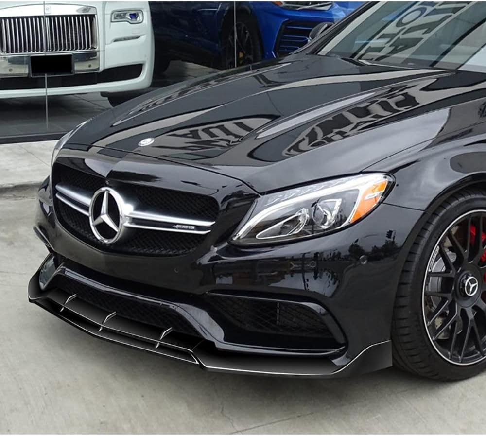 Q1-TECH, Front Bumper Lip fit for Compatible with 2015-2021 Mercedes-Benz (W205) C63 AMG Only, Front Bumper Lip Spoiler Air Chin Body Kit Splitter ABS, AP-Style (Painted Black)