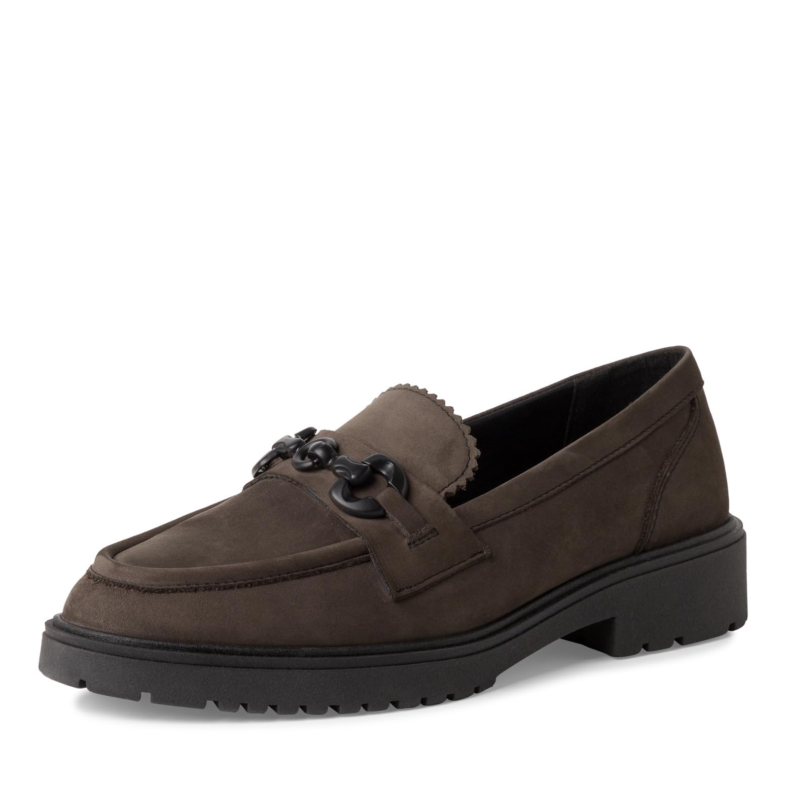 Marco Tozzi Damen Loafer ohne Absatz aus Leder mit Schnalle