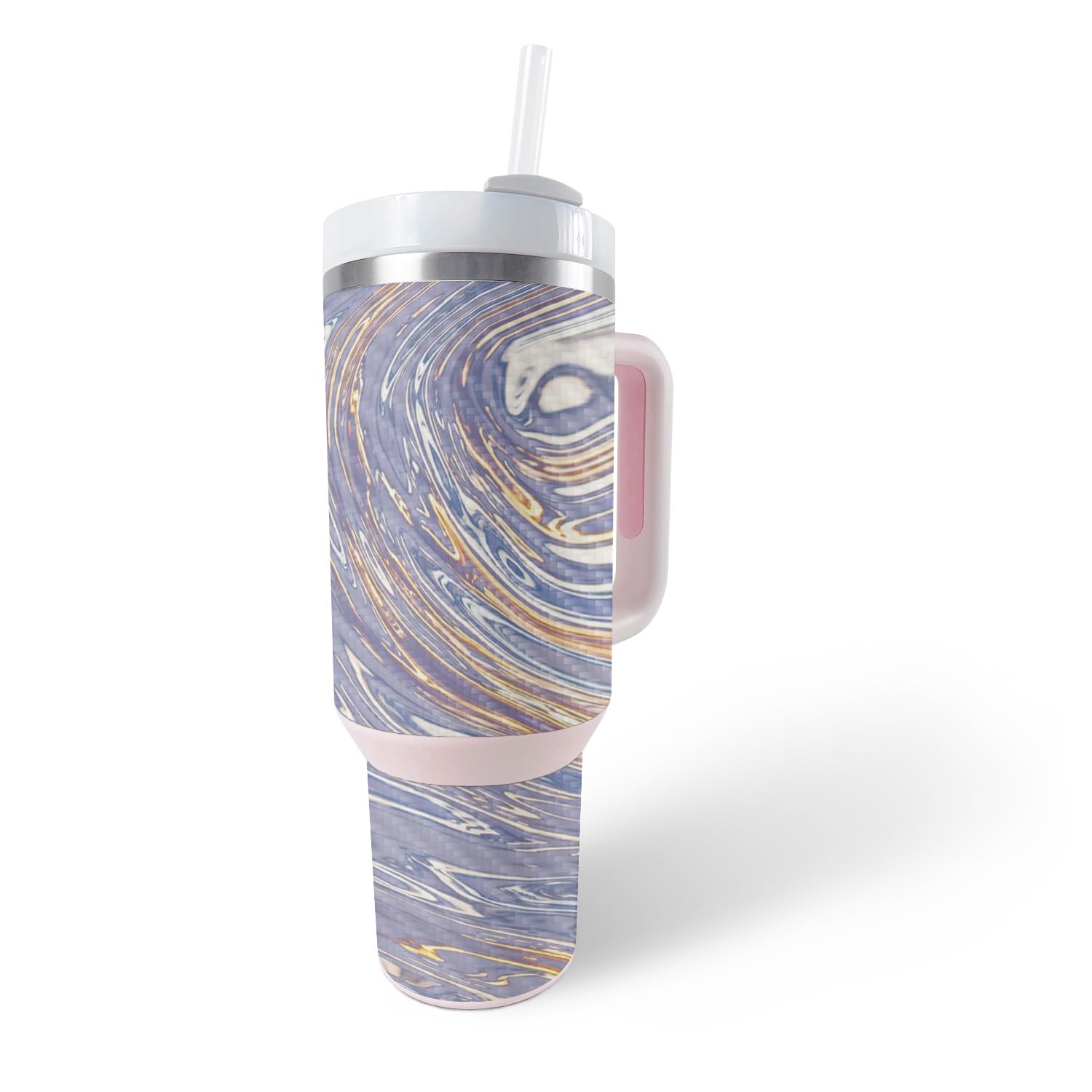 MightySkins Carbon Fiber Skin Compatible with Stanley The Quencher H2.0 FlowState 40 Oz Tumbler - Liquid Silver | Protective, Durable Textured Carbon Fiber Finish | Easy to Apply