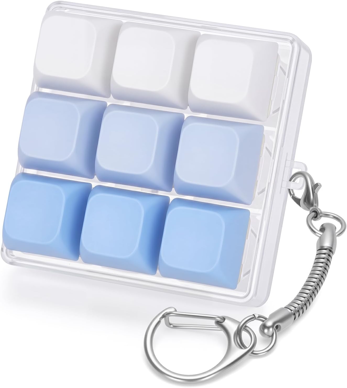 9-in-1 Clicky Keyboard Fidget Toy for Adults Gradient Color Keyboard Clicker Keychain Stress Relief Fidget Toys for Office Work Anxiety Autism (Blue)