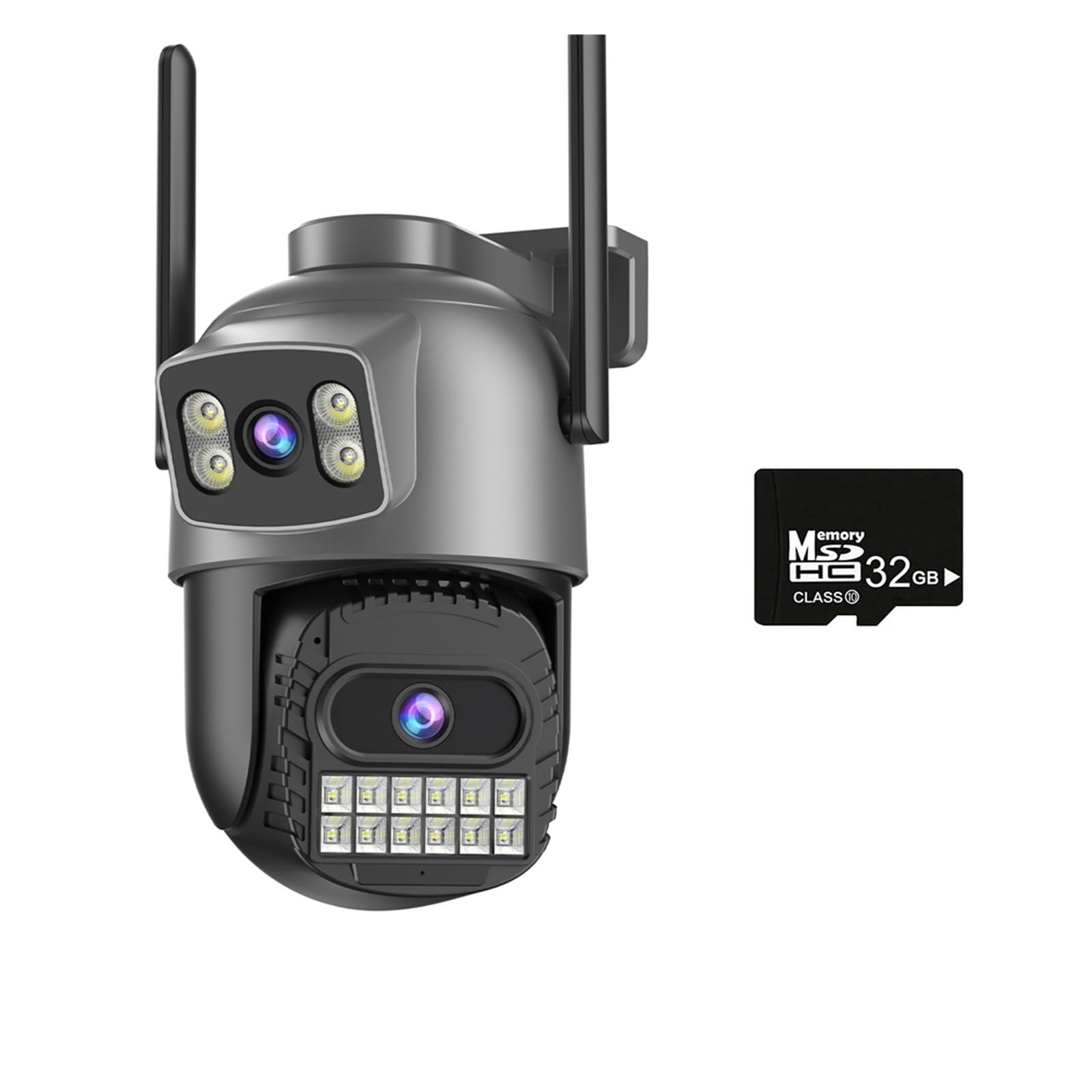 Oshpmbdlyfj Uk Plug 20Mp 8K Four Lens Three Screens 10X Zoom Home Surveillance Camera Wifi Camera 10Mp 5K Security Protection Auto Tracking Outdoor(,10Mp Add 32G Card)