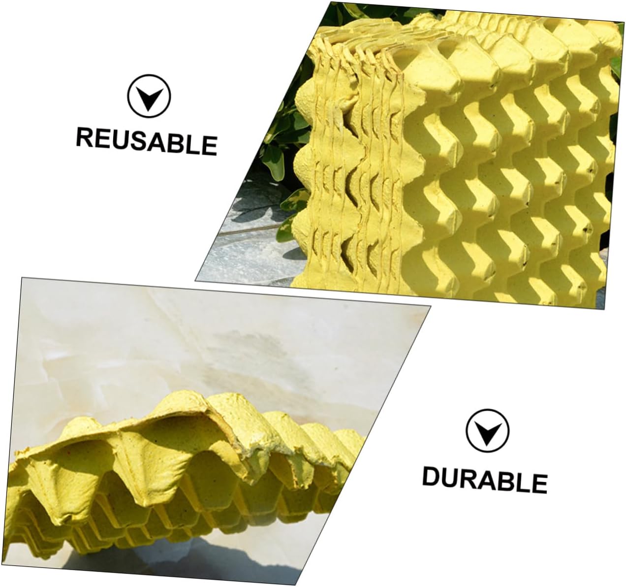 COHEALI 10pcs Yellow Pulp Paper Egg Storage Trays Household Egg Holder Containers for Refrigerator Organization and Kitchen Use