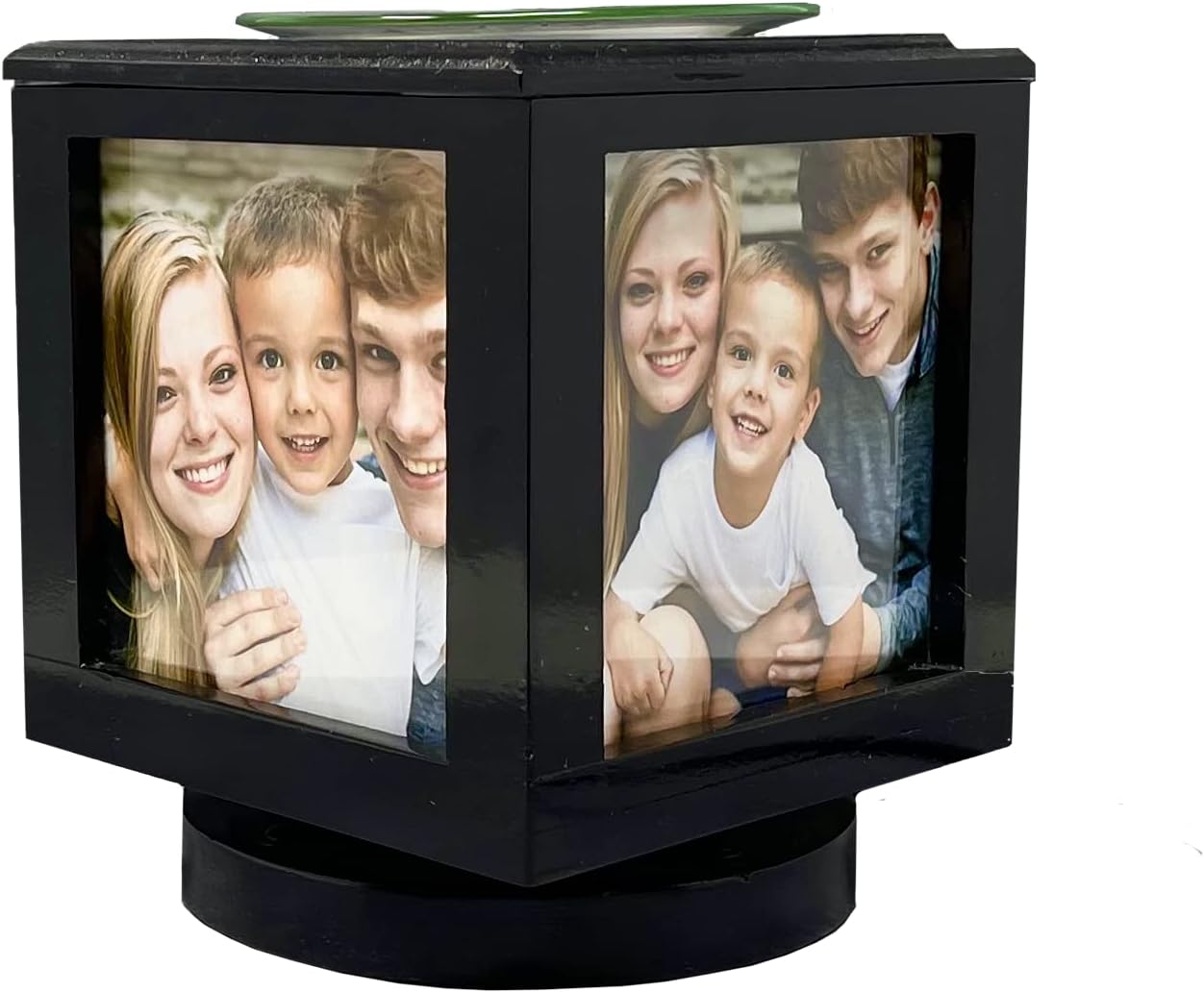 Memory Box Picture Frame Lamp and Electric Wickless Candle Wax Melt Warmer or Oil Burner Combo - Add Your Own Photos! (Black)