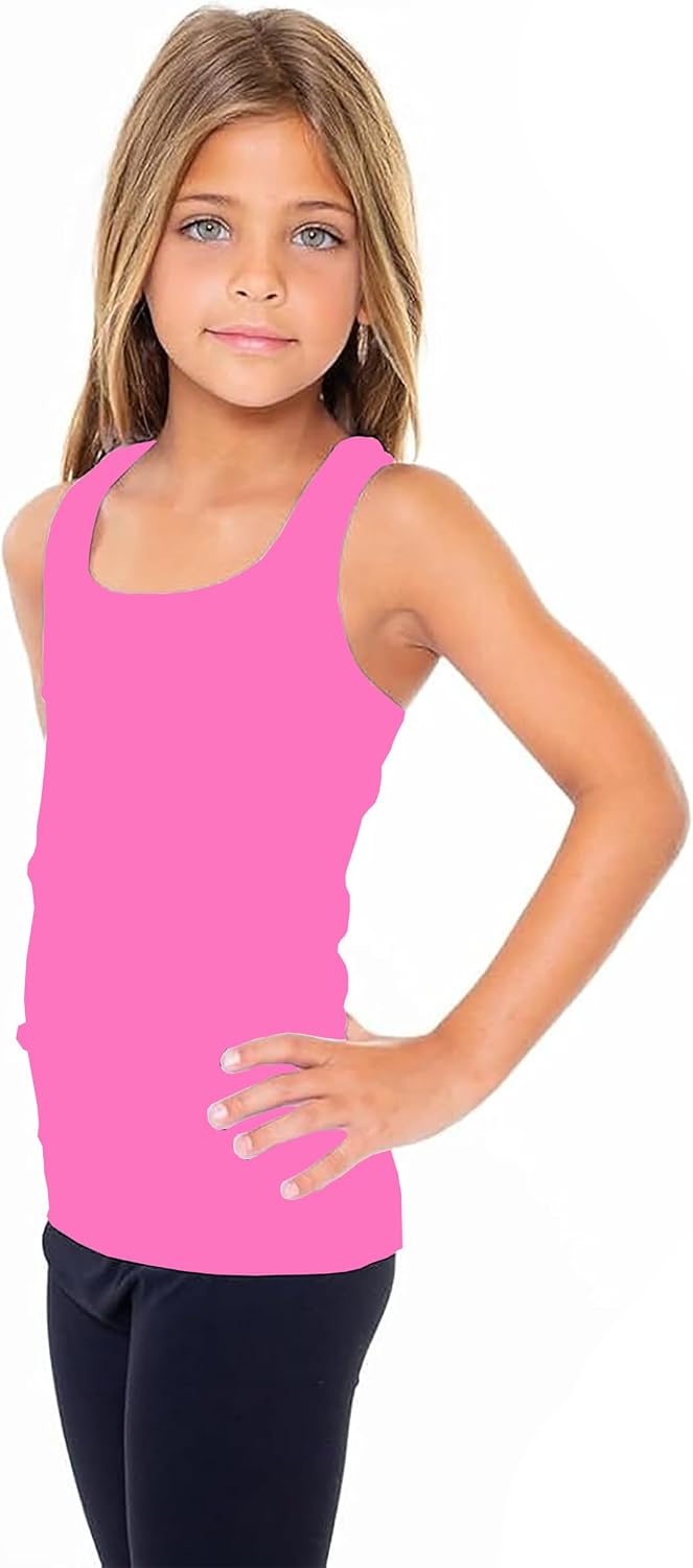 Malibu Sugar Girls Tank Tops Size 7-10 – Racerback Tank Top Dance Cheer Gymnastics Shirts for Sports Undershirts Layering
