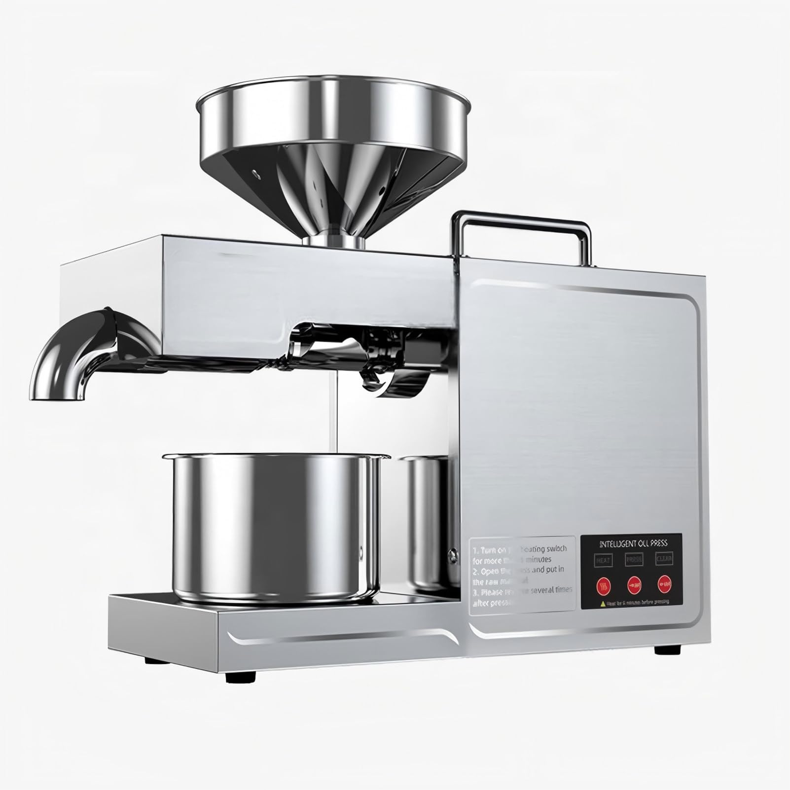 PweKzxt Automatic Oil Press Machine, Commercial Nuts Seeds Oil Grinder, All Stainless Steel High Oil Extractor, Dual Cold & Hot Pressing Modes,for Various Seeds and Nuts