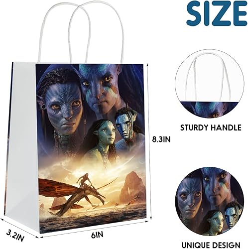 Miniatura 5 de Avatar 2 bolsas de regalo para fiesta de cumpleaños, 16 bolsas de dulces con temática de dibujos animados con 4 estilos, bolsas de papel impresas
