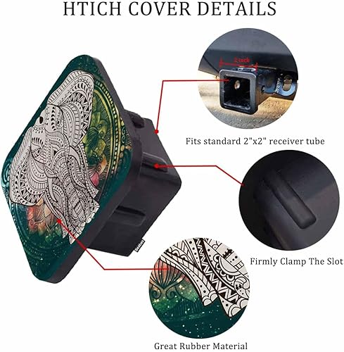 Miniatura 3 de Beabes Cubierta de enganche de remolque de elefante, mandala colorido, floral, yoga, elefante, cubierta de tubo de enganche, tapa de enganche,