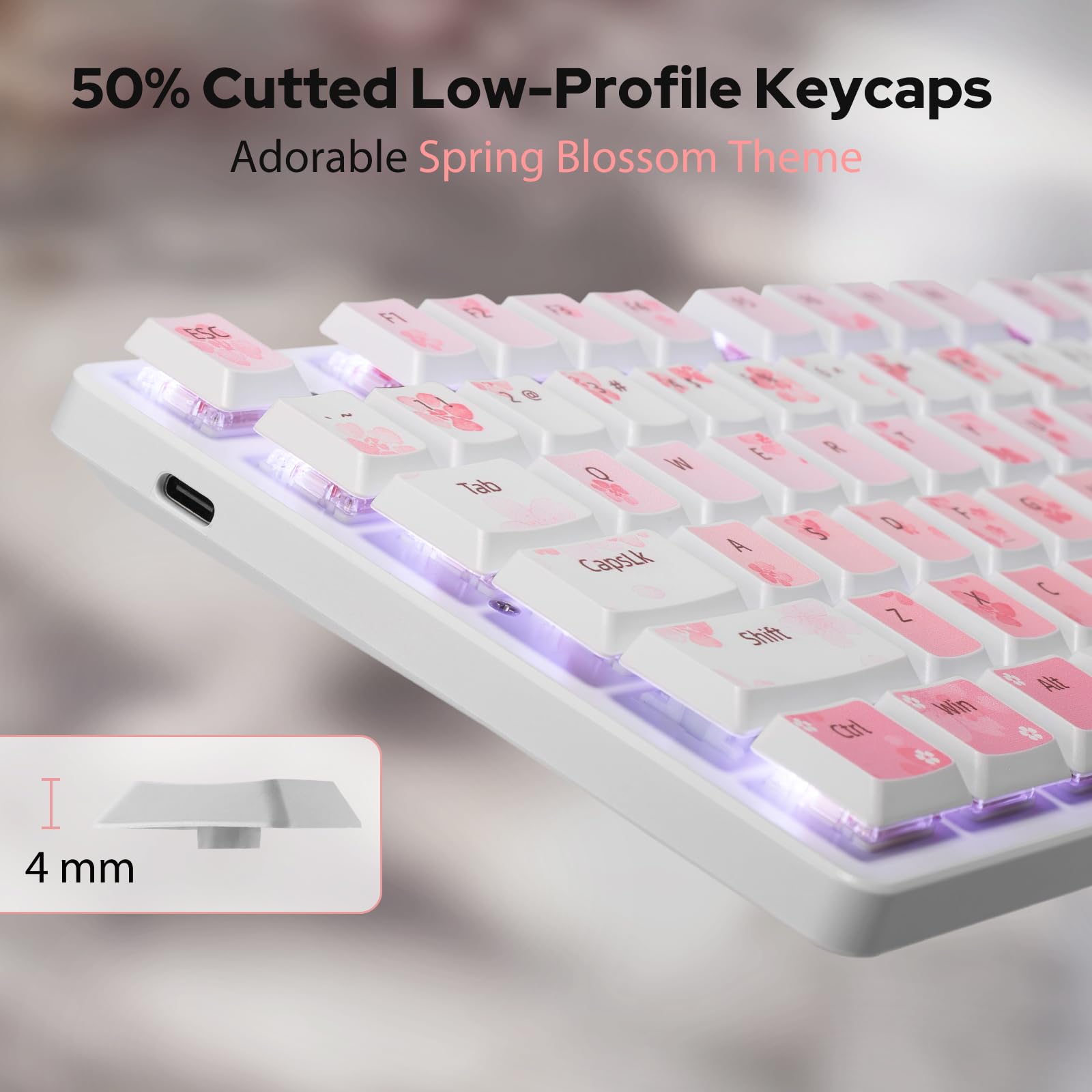 Redragon BS7552 Combo Teclado Ratón Inalámbrico Rosa | combo teclado ratón inalámbrico 98 teclas mecanismo plano 4000DPI sakura rosa