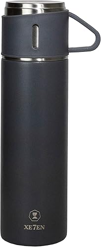 Termo de acero inoxidable - Para bebidas frías y calientes - 16.9 fl oz16.9oz botella aislada al vacío - Con taza para café - Taza de viaje para