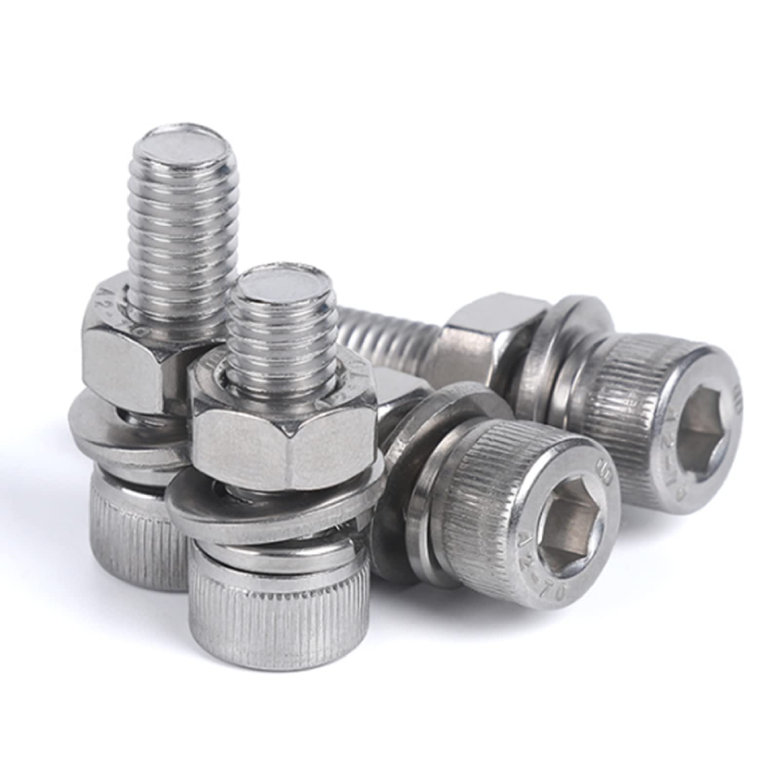 Viti a croce Set di viti a testa esagonale in acciaio inossidabile 304 con rondelle e dadi, opzioni di lunghezza,(M14*70mm*2pcs)
