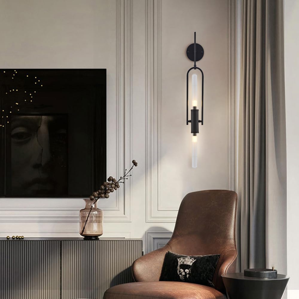 Applique da Parete, Illuminazione Industriale, Lampada Moderna con Cablaggio Fisso e Paralume in Vetro scanalato, lampade per Soggiorno, Arredamento per la casa, luci da Bagno G9