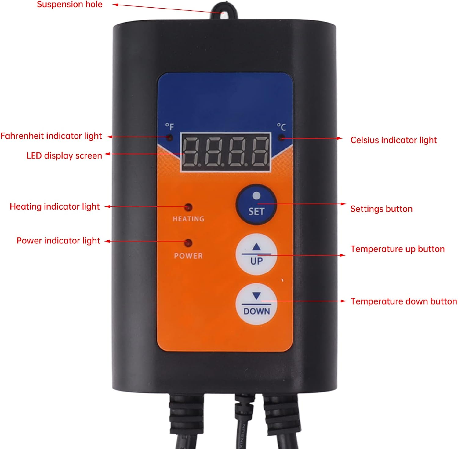 1000W Reptile Thermostat Digital Temperature Controller with Quick Response Probe for Greenhouse Pet Heat Pad Germination (US Plug 120V)