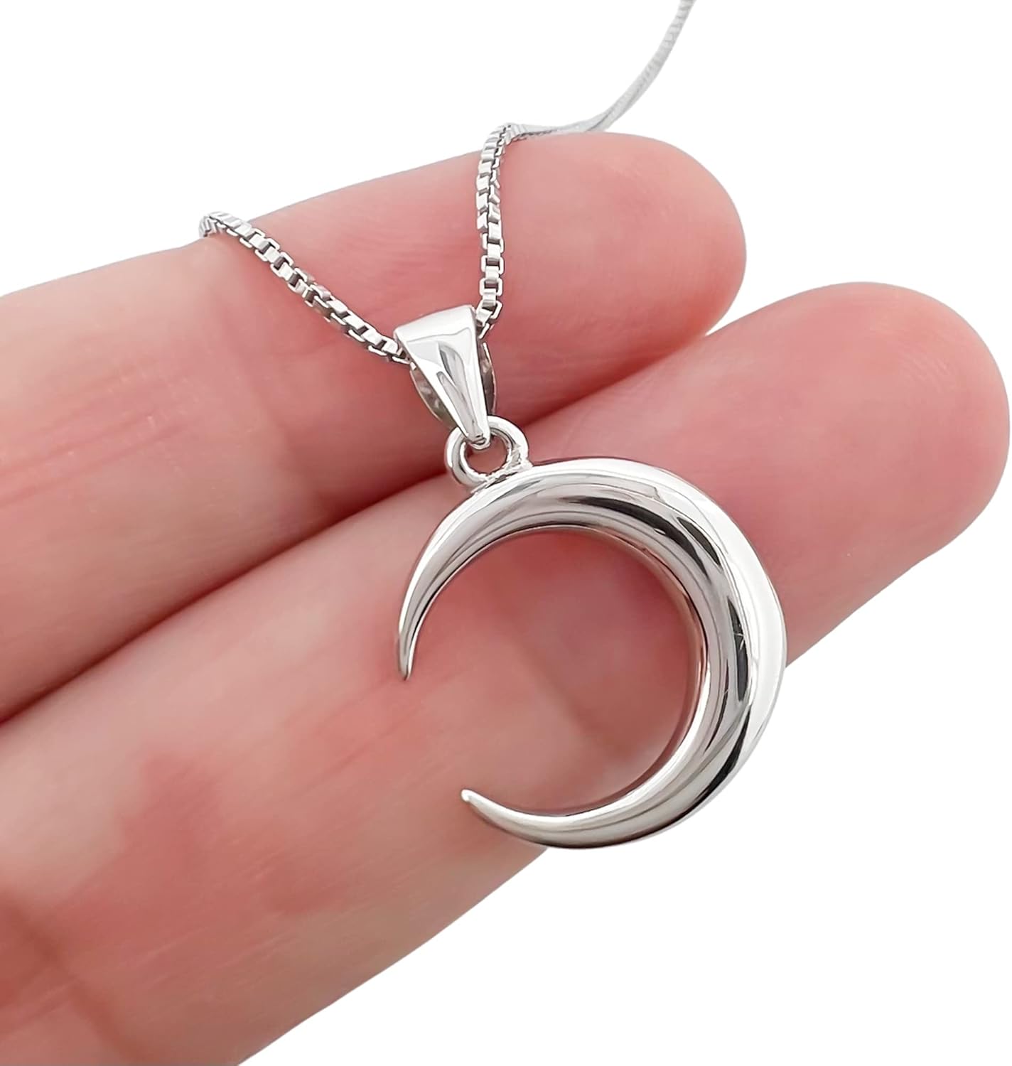 Dainty Sterling Silver Crescent Moon Necklace for Women, Girlfriend Gift Necklace, Wife Gift, Teen Daughter Birthday Gift Necklace, 18 inches