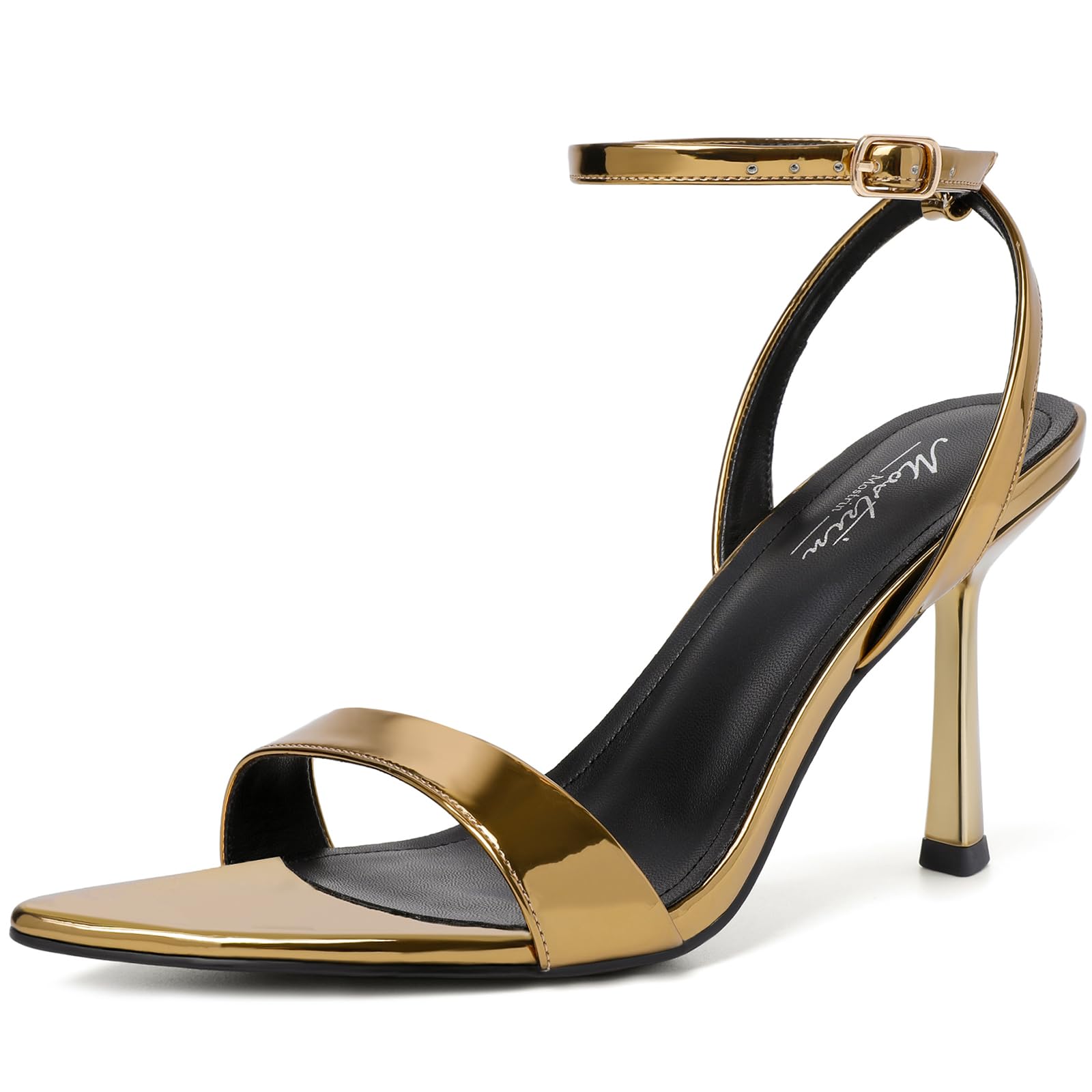 Heels for Women Strappy Lace Up Ankle Strap Heels Pointed Open Toe Stiletto High Heeled Sandals for Prom, Party, Daily