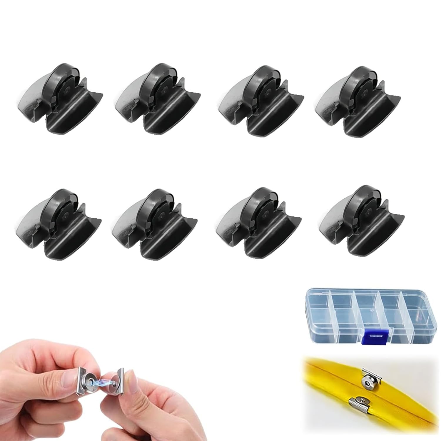 4 Set Magnetic Buttons Snap Buckle Clip Fasteners Closure Bags Clip-On Magnetic Buckles Fastener Closures for Handbag, Canvas, Sewing (Black)
