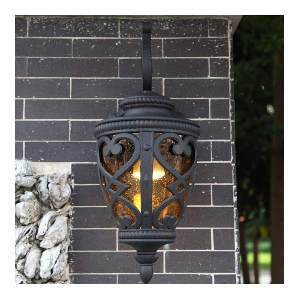 Zewnętrzna lampa ścienna z bursztynowym szkłem z nasion, wodoodporny kinkiet wiejski do ogrodu, werandy, patio, garażu - rustykalny design do oświetlenia zewnętrznego