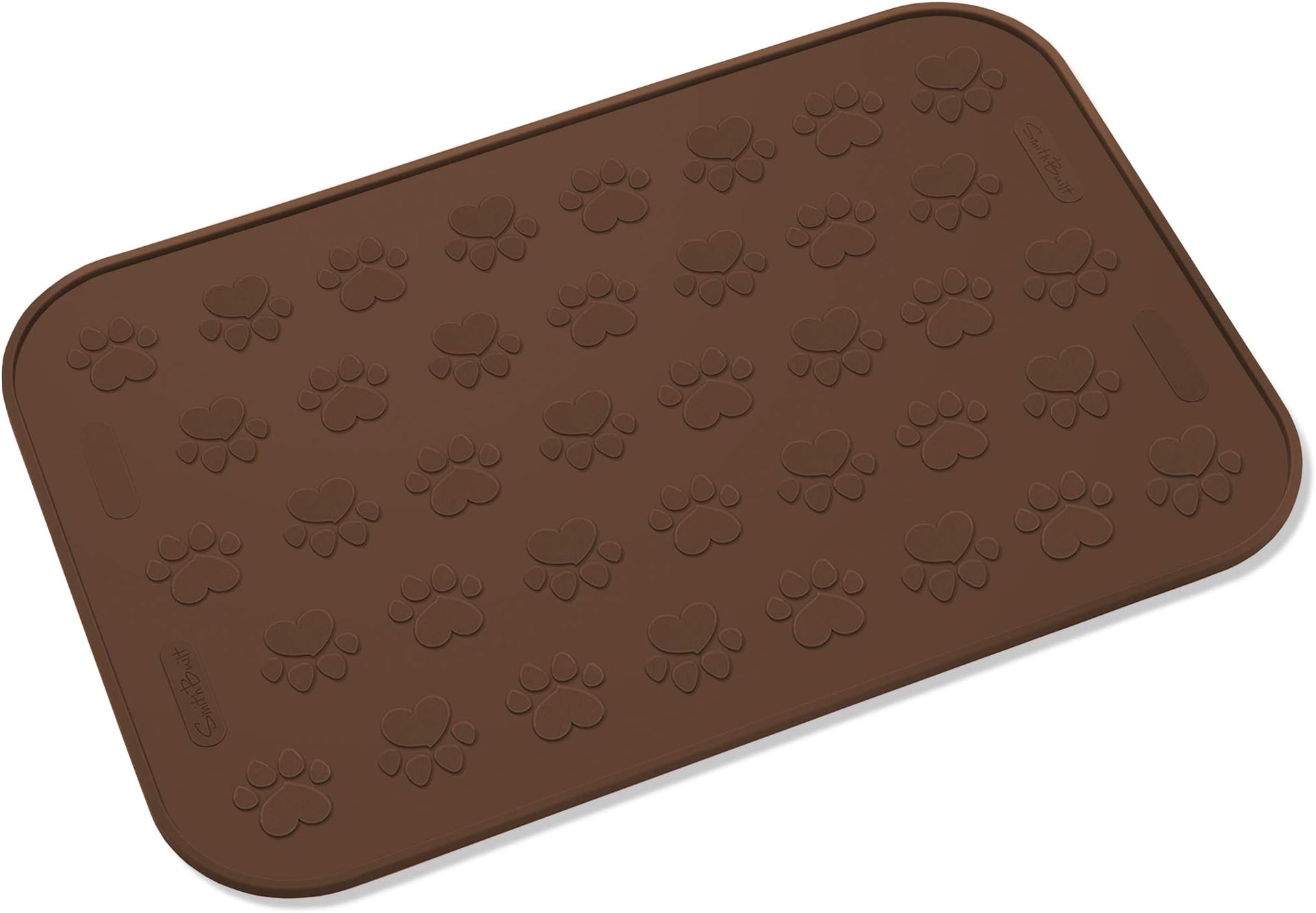 SmithBuilt 24" x 16" Large Dog Food Mat - Waterproof Non-Slip Silicone Cat Pet Bowl Feeding Placemat - Brown