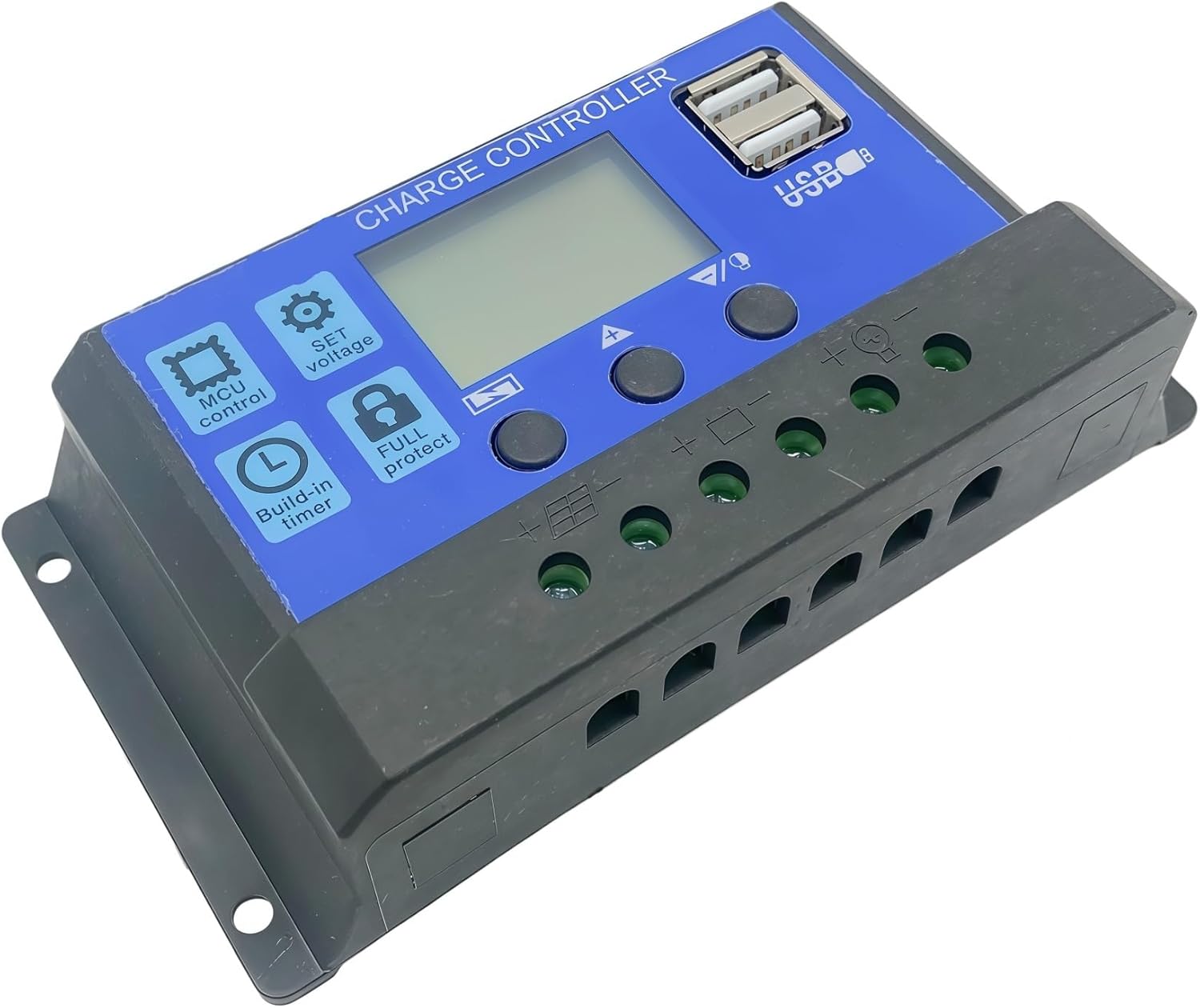 Charge Controller Solar Panel Controller 12V/24V Adjustable LCD Display Solar Panel Battery Regulator with USB Port(10A)