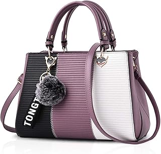 Handbags for Women Fashion Ladies Purses PU Leather Satchel Shoulder Tote Bags (purple)