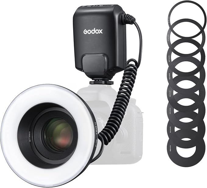 Godox ML150II Flash de Anillo Macro en la cámara Anillo de luz de Flash GN12 CCT 5800K ± 200K para Fuji, para Canon, para Nikon, para Sony, para cámara Olympus
