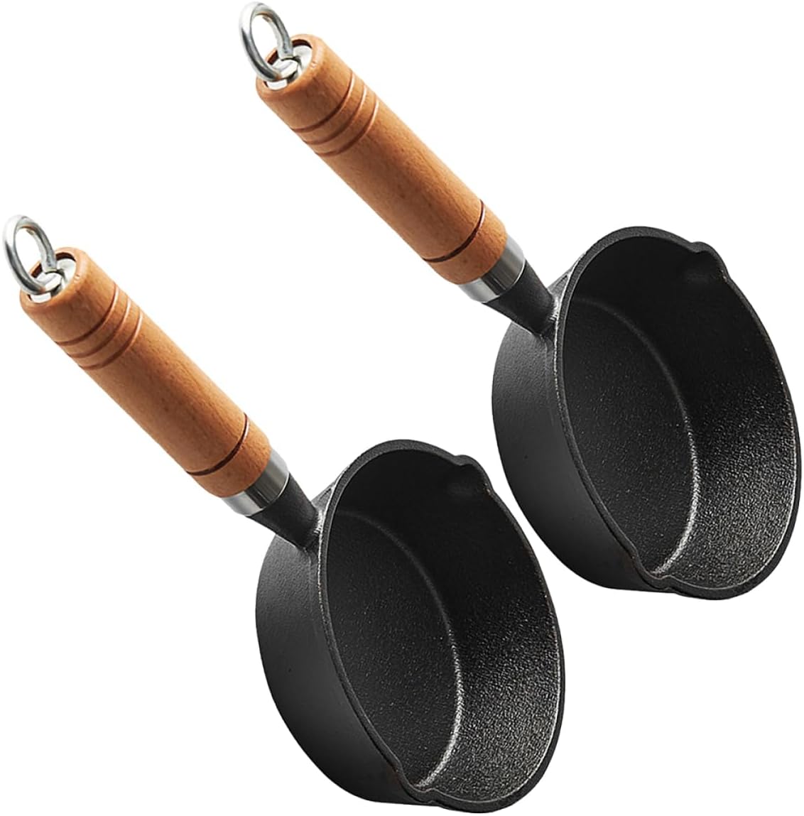 Cabilock 2pcs Versatile Cast Iron Sauce Bowl Pot Spout Small Butter Warmer Milk Warmer for Cooking Easy to Clean Store